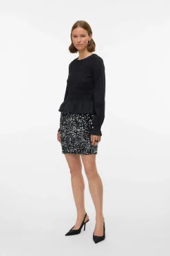 Vero Moda Falda corta lentejuelas Negro Sale