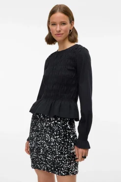 Vero Moda Falda corta lentejuelas Negro Sale