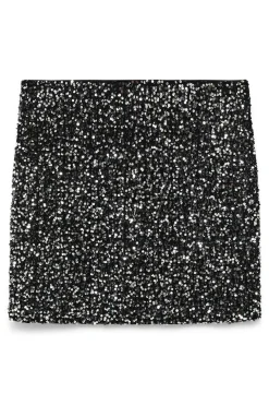 Vero Moda Curve Falda corta lentejuelas talla grande Negro Clearance