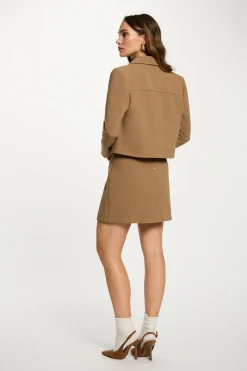 Morgan Falda corta plisada Beige Hot