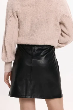 Vila Falda corta polipiel Negro Discount