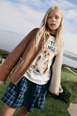 Springfield Kids Falda de cuadros con volantes niña azul