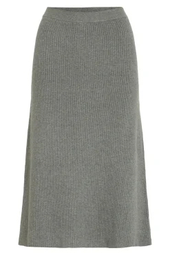 Vila Falda de punto canalé midi Gris Clearance