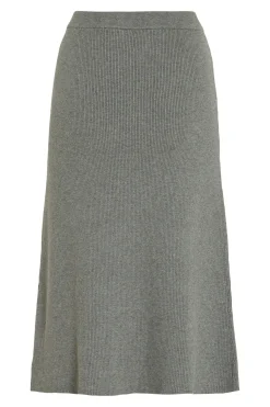 Vila Falda de punto canalé midi Gris Clearance