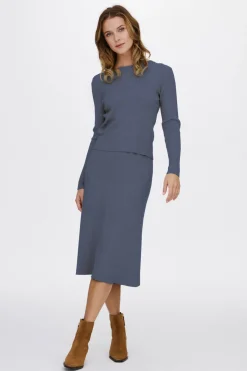 Vila Falda de punto canalé midi Azul Hot