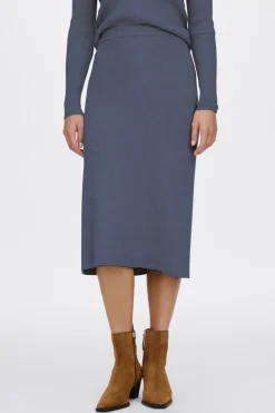 Vila Falda de punto canalé midi Azul Hot