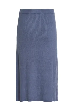 Vila Falda de punto canalé midi Azul Hot