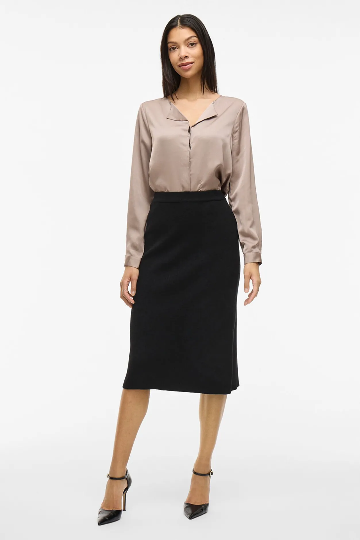 Vila Falda de punto canalé midi Negro Outlet