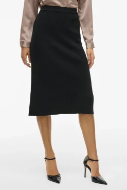 Vila Falda de punto canalé midi Negro Outlet