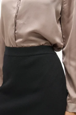 Vila Falda de punto canalé midi Negro Outlet