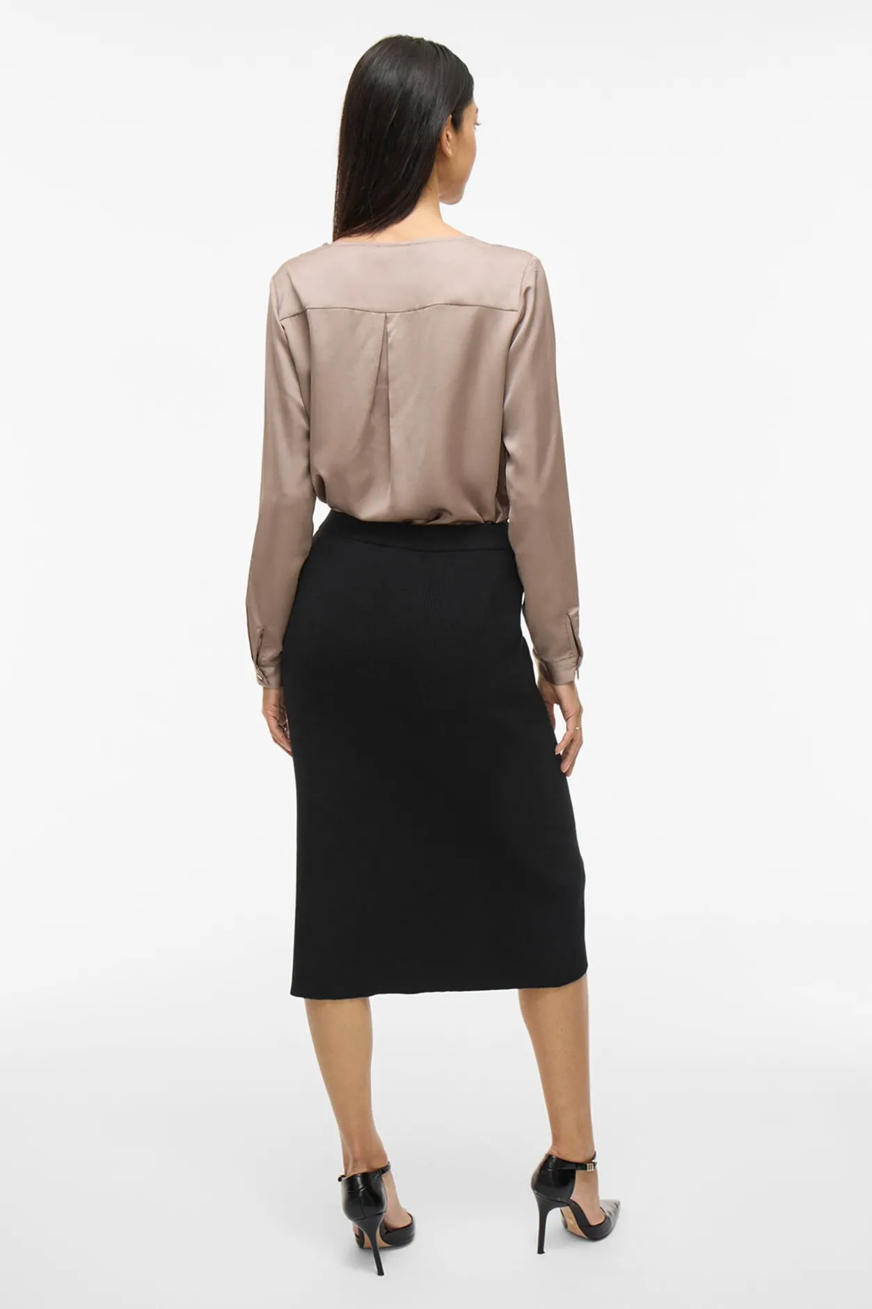 Vila Falda de punto canalé midi Negro Outlet