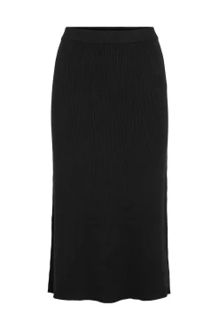 Vila Falda de punto canalé midi Negro Outlet