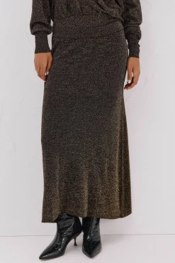 Cortefiel Falda de punto con lurex Dorado New