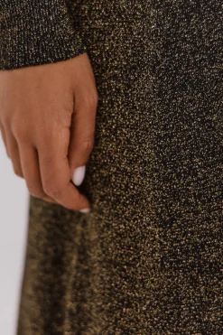 Cortefiel Falda de punto con lurex Dorado New