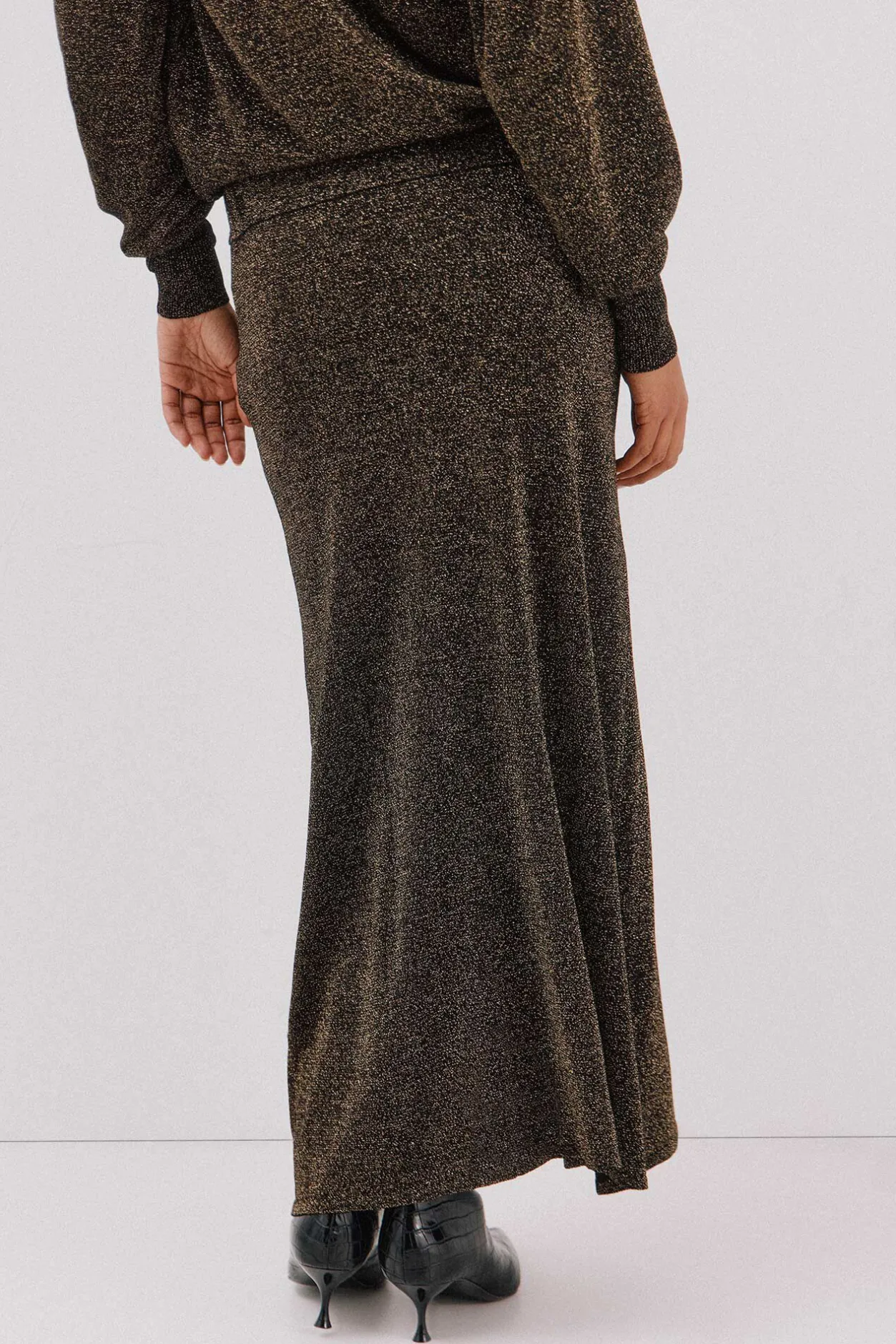 Cortefiel Falda de punto con lurex Dorado New