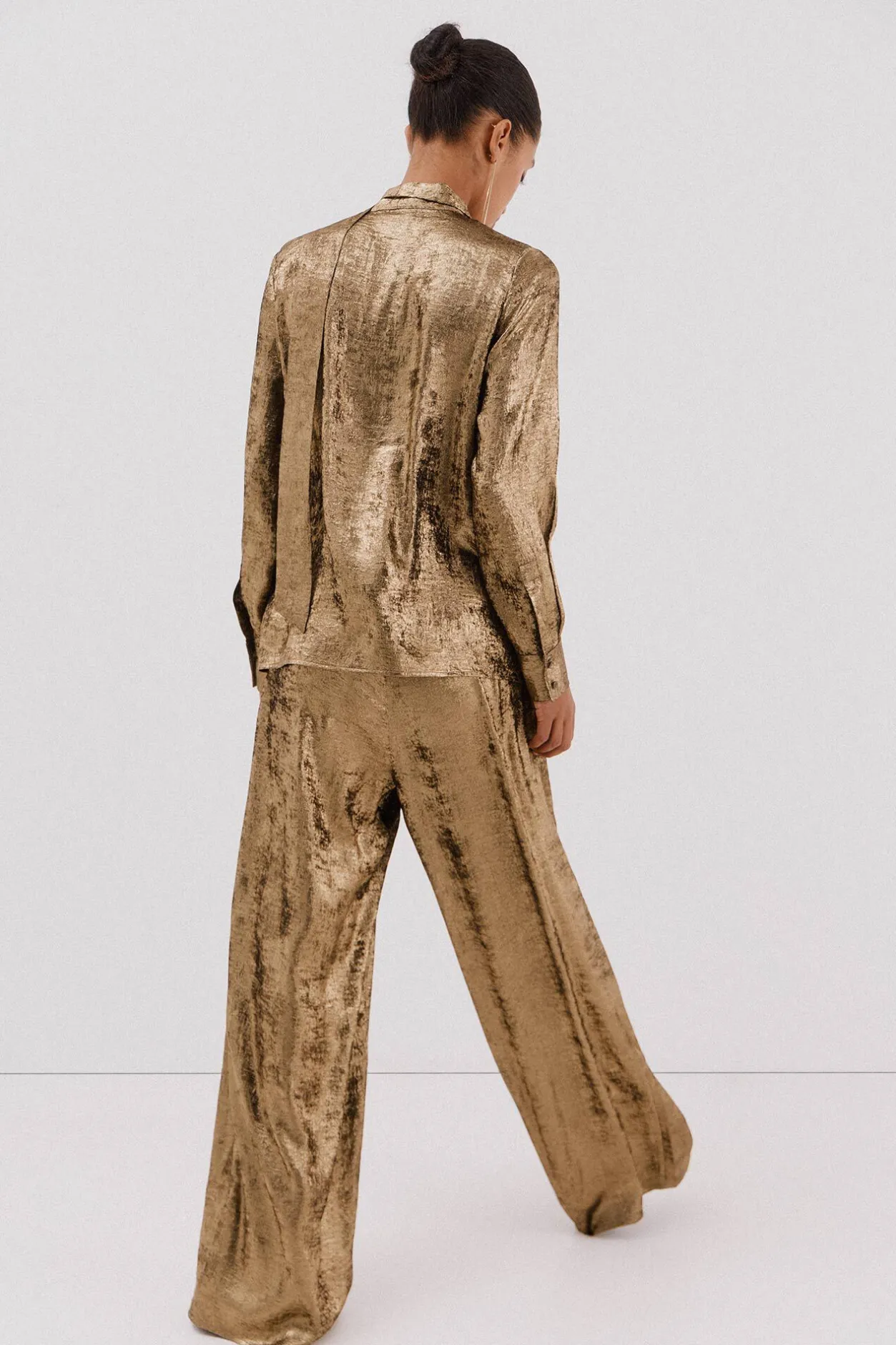 Cortefiel Falda de punto con lurex Dorado New