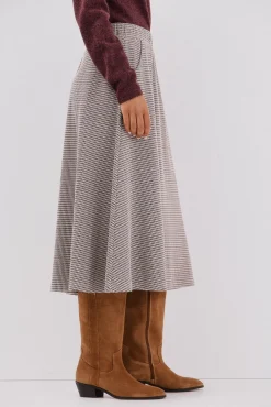 Cortefiel Falda de punto evasé Estampado marr&oacute;n Outlet