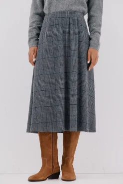 Cortefiel Falda de punto evasé Estampado azul Online