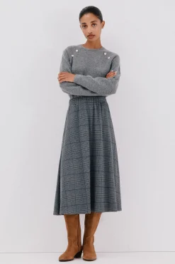 Cortefiel Falda de punto evasé Estampado azul Online