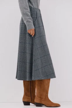 Cortefiel Falda de punto evasé Estampado azul Online