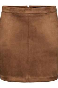 Vero Moda Curve Falda efecto piel talla grande Marr&oacute;n