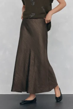 Pedro del Hierro Falda estructura satinada Verde Discount