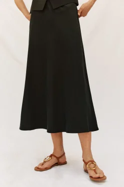 Cortefiel Falda fluída tencel Negro Online