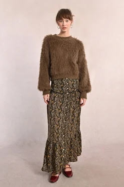 Molly Bracken Falda larga con estampado y volantes Multicolor