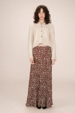 Grace & Mila Falda larga estampada Estampado marr&oacute;n Discount