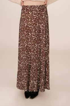 Grace & Mila Falda larga estampada Estampado marr&oacute;n Discount