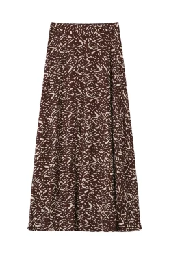 Grace & Mila Falda larga estampada Estampado marr&oacute;n Discount