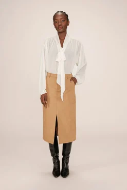 Grace & Mila Falda larga midi de ante sintético Beige Hot