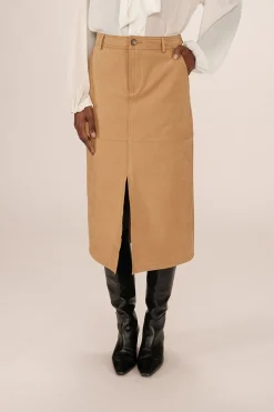 Grace & Mila Falda larga midi de ante sintético Beige Hot