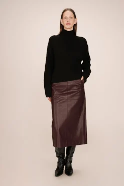 Grace & Mila Falda larga midi en cuero Granate Online