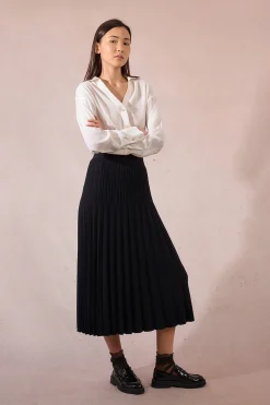 Molly Bracken Falda larga plisada Negro