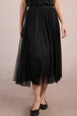 Molly Bracken Falda larga plisada de tul Negro Outlet