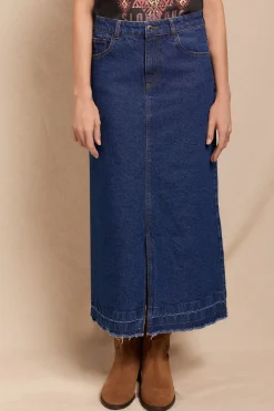 Slowlove Falda Larga Vaquera Azul Hot
