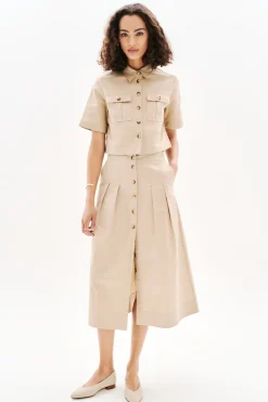 Caroll Falda lino Beige Outlet