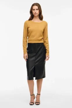 Vila Falda lápiz de polipiel Negro Hot