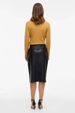 Vila Falda lápiz de polipiel Negro Hot