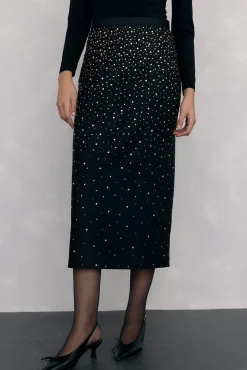 Pedro del Hierro Falda lápiz tejido fantasía Negro Clearance