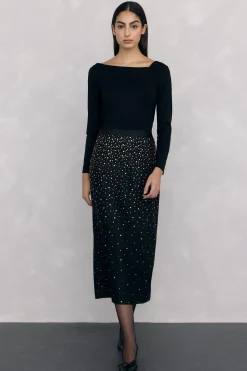 Pedro del Hierro Falda lápiz tejido fantasía Negro Clearance