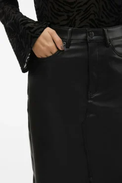 Vero Moda Falda mide polipiel Negro New