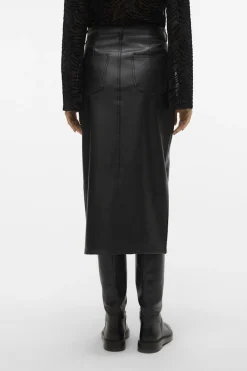 Vero Moda Falda mide polipiel Negro New
