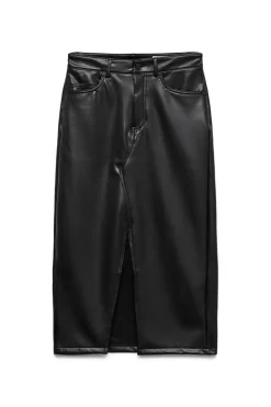 Vero Moda Falda mide polipiel Negro New