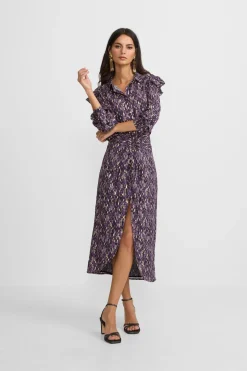 Silbon Falda midi abertura estampado ikat Morado Sale