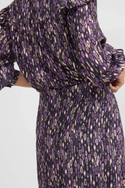 Silbon Falda midi abertura estampado ikat Morado Sale