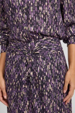 Silbon Falda midi abertura estampado ikat Morado Sale