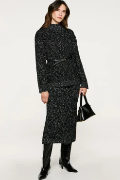 Selected Falda midi algodón orgánico Negro Sale