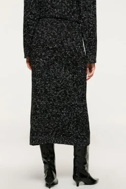 Selected Falda midi algodón orgánico Negro Sale